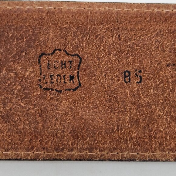 Vintage Women's Wide 2" Brown Genuine Leather Belt From Germany Textured 32" - Picture 5 of 7